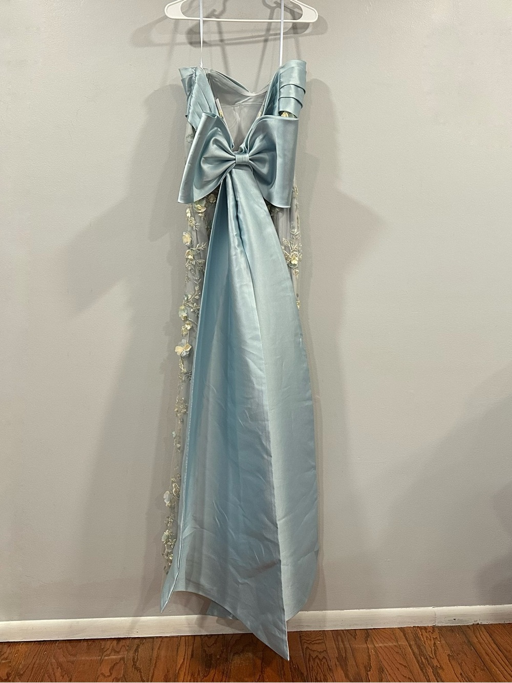 Mac Duggal 21102 Blue Strapless Sweetheart Embellished Gown With Bow Sz 12 - Picture 6 of 10
